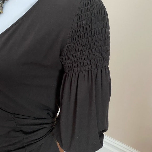Theory Black 3/4 Sleeve Wrap Top - Picture 2 of 5